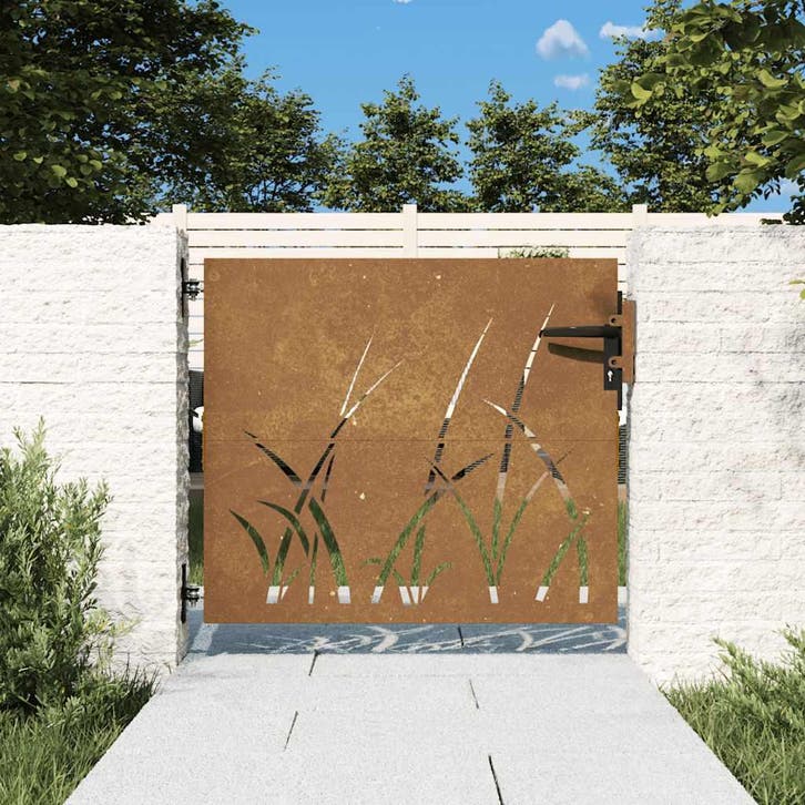 vidaXL Poort 85x75 cm grasontwerp cortenstaal, Tuin en Terras, Tuinpoorten, Nieuw, Verzenden