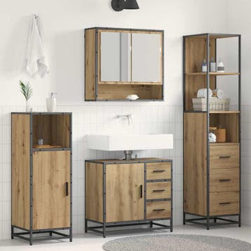 vidaXL Badkamermeubel Set 3 st Artisan Eiken Bewerkt hout, Huis en Inrichting, Verzenden, Nieuw