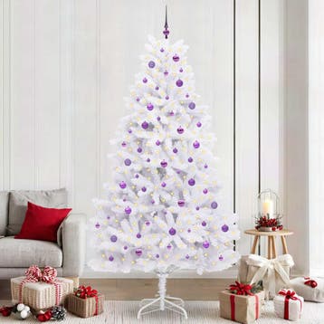 vidaXL Kunstmatige Hinged Kerstboom Wit 240 cm PVC en Staal, Verzenden, Nieuw