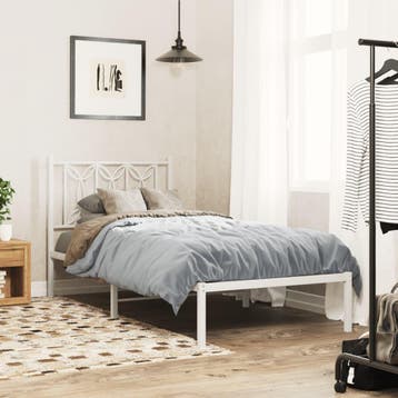vidaXL Bedframe met hoofdbord metaal wit 90x200 cm, Verzenden