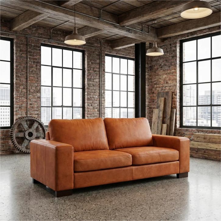 Leren bank Enjoy - 2,5 zits - Kenia Rost (oranje) - Poten, Antiek en Kunst, Antiek | Meubels | Stoelen en Sofa's, Ophalen of Verzenden