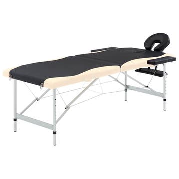 vidaXL Massagetafel inklapbaar 2 zones aluminium zwart en, Verzenden
