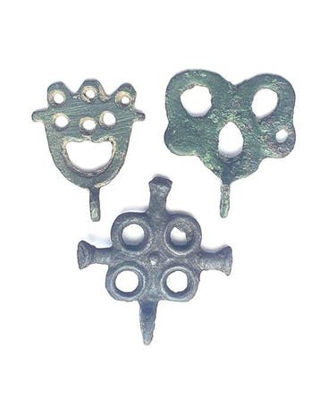 Viking periode Brons Amulet, Zeldzaam set van drie Noordse