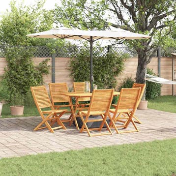 vidaXL Tuin Eettafel Set 7 st Bruin Massief Acacia Hout, Verzenden, Nieuw