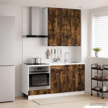 vidaXL Keukenblok LYON 5 st Gerookt eiken Bewerkt hout, Verzenden, Nieuw