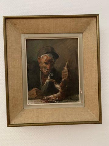 Jules René Hervé (1887-1981) - Vieil homme au lapin dépecé