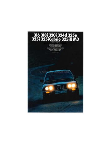 1987 BMW 3 SERIE KLEUREN EN BEKLEDING BROCHURE, Ophalen of Verzenden