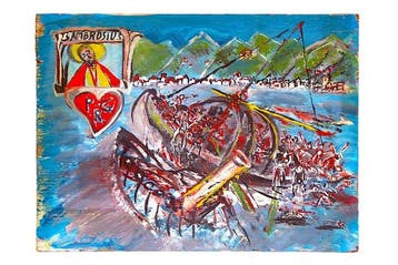 Italiaanse school (XX) - SantAmbrogio e il Salvataggio nel, Antiek en Kunst