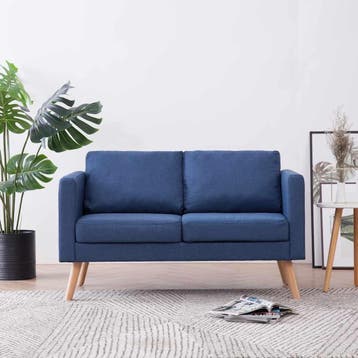 vidaXL Tweezitsbank / zetel stof blauw, Verzenden