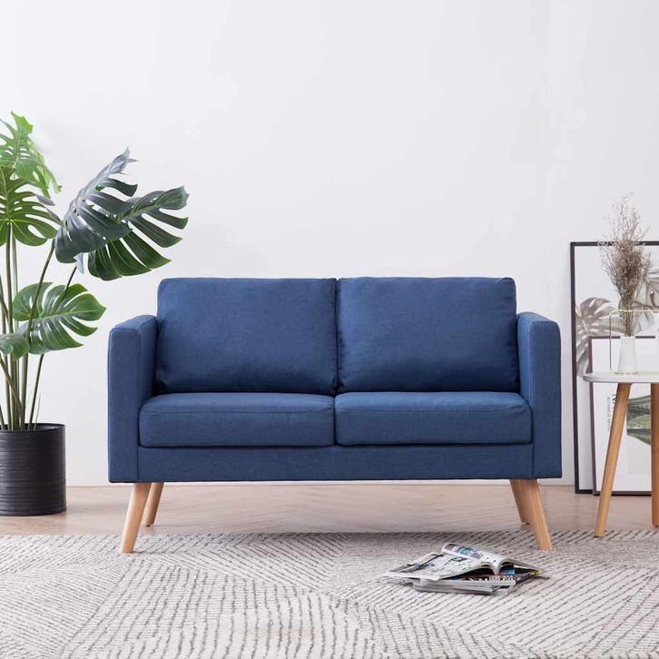 vidaXL Tweezitsbank / zetel stof blauw, Maison & Meubles, Canapés | Salons, Envoi
