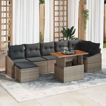 vidaXL Tuinbank Set 8 st Grijs en Bruin, Verzenden