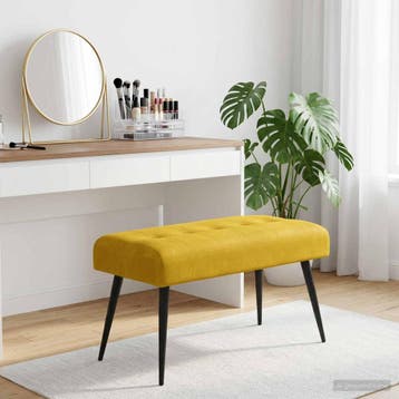 vidaXL Bank met knopen tufting Geel 80 x 40 x 46 cm fluweel, Verzenden