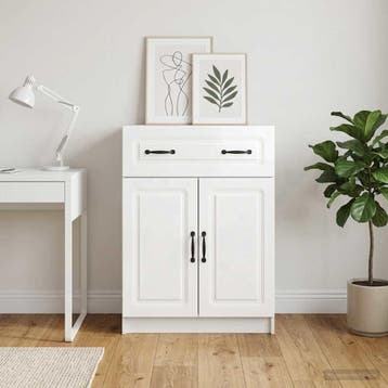 vidaXL Dressoir met lade Hoogglans Wit 66 x 34,5 x 87 cm, Huis en Inrichting, Kasten | Dressoirs, Verzenden, Nieuw