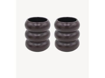 Veiling - ZOHA wave keramiek mokken mokka 400ml set 2, Nieuw