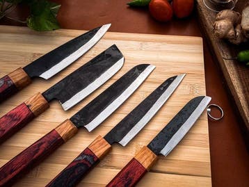 other - Keukenmes - Kitchen knife set - 704 - Staal, Hout,