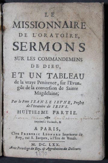 Le Perre Iean Le Ievne - Le Missionnaire De L`Oratoire, Antiek en Kunst