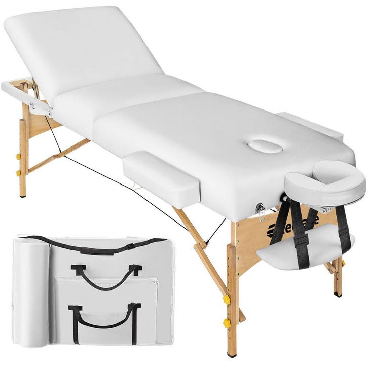tectake 3-zones massagetafel met 10 cm matras en houten fram, Sport en Fitness, Massageproducten, Verzenden