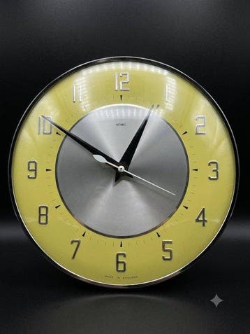 Horloge murale - Moderne du milieu de siècle Acier -, Antiquités & Art