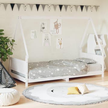 vidaXL Kinderbedframe 90x190 cm massief grenenhout wit, Verzenden