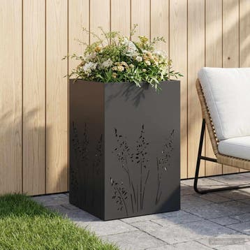 vidaXL Plantenbak Zwart 50 x 50 x 75 cm Koudgewalst staal, Verzenden