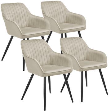 tectake Stoel Marilyn, fluweeloptiek, gestikt - crème/zwart,, Verzenden