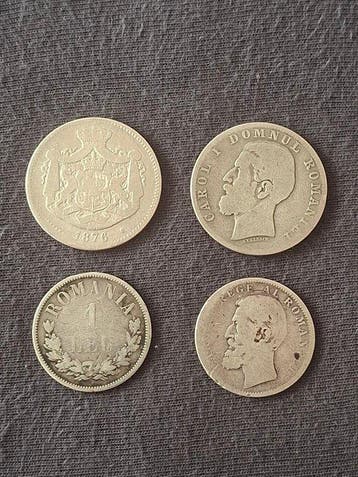 Roemenië. - King Carol I - 4x Silver Coins Lot (1873, 1876,