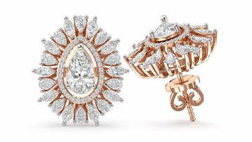 Oorbellen - 14 karaat Roségoud - 4.91ct. tw. Diamant, Nieuw
