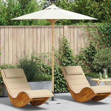 vidaXL Tuinparasol Ø 217 x 230 cm Bamboe Rond Crèmewit, Verzenden, Nieuw