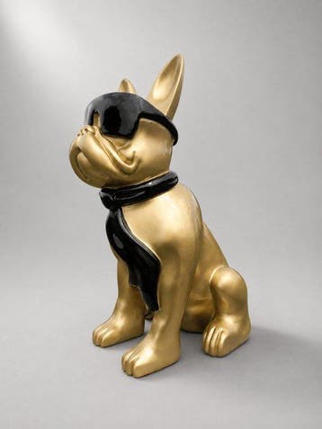 Statue, funny dog with sunglasses in blue color - 60 cm -