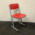 complete set van 9 stuks schoolstoelen Eromes, rood - grijs, Gebruikt, Hout, Vijf, Zes of meer stoelen