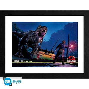 Jurassic Park Alan Grant vs T-Rex Framed Print 30 x 40 cm, Ophalen of Verzenden, Nieuw