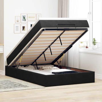 vidaXL Bed poef met matras 120x190 cm fluweel zwart, Verzenden, Nieuw