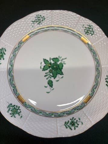 Herend - Bord (2) - Porselein - Apponyi groen bord 25,5