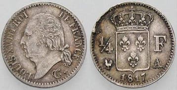 1/4 Franc 1817 A Frankreich Ludwig Xviii 1815-1824, Verzenden