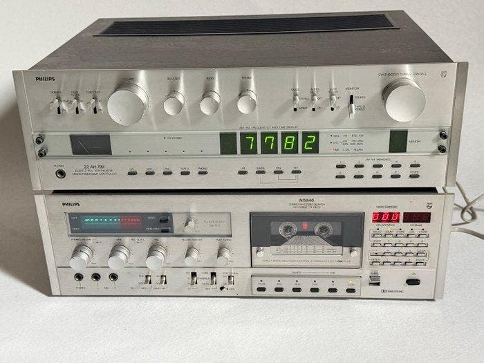 Philips - 22 AH 799 receiver + N5846 cassettedeck Hifi-set -, TV, Hi-fi & Vidéo, Radios
