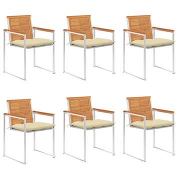 vidaXL Tuinstoelen 6 st met kussens massief acaciahout, Verzenden, Nieuw
