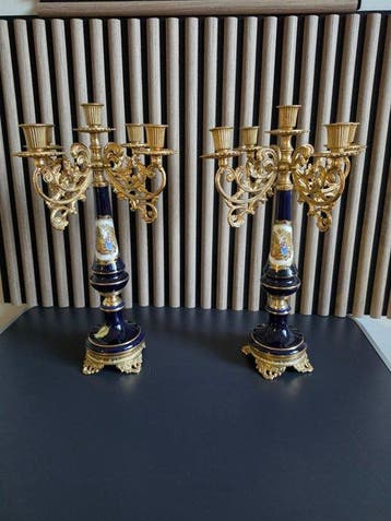Limoges - Candélabre (2) - Bronze doré