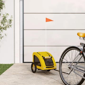 vidaXL Hondenfietstrailer oxford stof en ijzer geel, Dieren en Toebehoren, Verzenden, Nieuw
