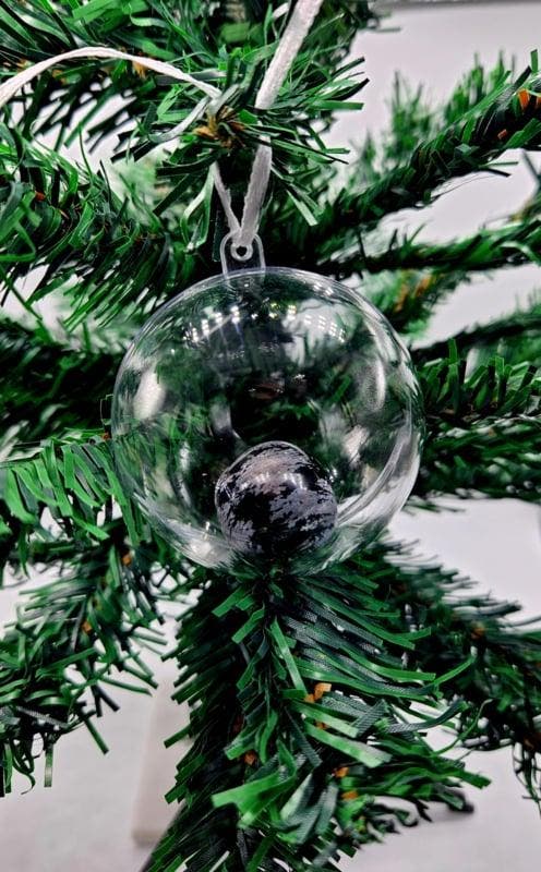 Edelsteen kerstbal Sneeuwvlok Obsidiaan, Handtassen en Accessoires, Edelstenen, Ophalen of Verzenden