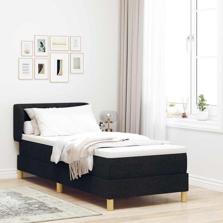 vidaXL Boxspring bed met matras met hoofdeinde Zwart 80 x, Huis en Inrichting, Slaapkamer | Bedden, Nieuw, Verzenden