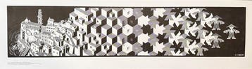 M.C. Escher - “Metamorphosis I, 1937”. Gedateerd en, Antiek en Kunst