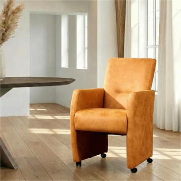 Leren eetkamerstoel Pleasure - Kenia Cognac (cognac) -, Eigentijds, Modern, Bruin, Nieuw, Leer