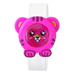 Fako® - Kinderhorloge - Slap On Mini - Tijger - Fuchsia/Wit, Bijoux, Sacs & Beauté, Montres | Enfants, Verzenden