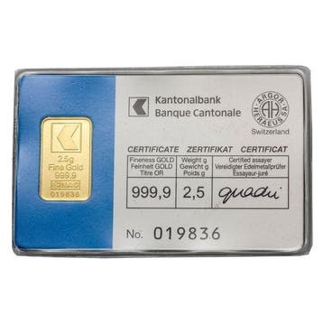 2,5 grammes - Or .999 - 2.5 Gram Argor-Heraeus Kantonalbank