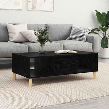 vidaXL Salontafel Zwart Eiken 102 x 55 x 35 cm Bewerkt hout, Verzenden
