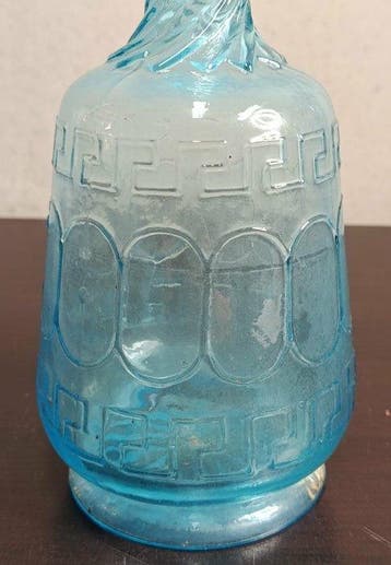 Karaf (2) - Glas - Turkoois gegoten glas