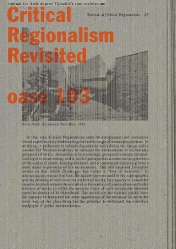 Critical Regionalism Revisited / Oase / 103 9789462084865, Boeken, Verzenden, Zo goed als nieuw, Tom Avermaete