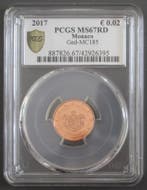 2 Cents Monaco Km 189 2 Cent 2017 Wappen Pcgs Ms67rd, Postzegels en Munten, Verzenden, België