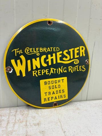 Winchester Repeating Rifles, replica reclamebord – “Bought •