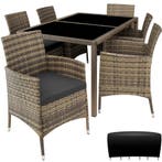 tectake Wicker zitgroep Porto 6+1 met beschermhoes - natuur/, Tuin en Terras, Verzenden, Nieuw